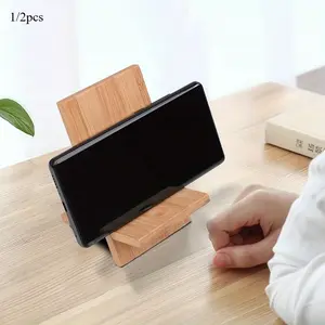 1/2pcs Bamboo Wood Mobile Stand: Portable, Adjustable & Compatible with All Smartphones & Tablets!