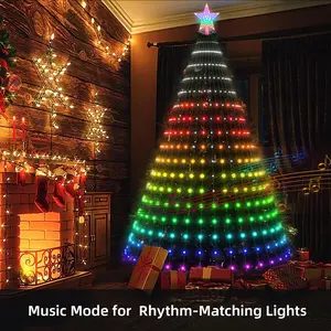 Smart Christmas Tree Lights String, 256/280 LED Color Changing Show, DIY Waterfall Effect, APP & Remote Control, Music Sync Timer