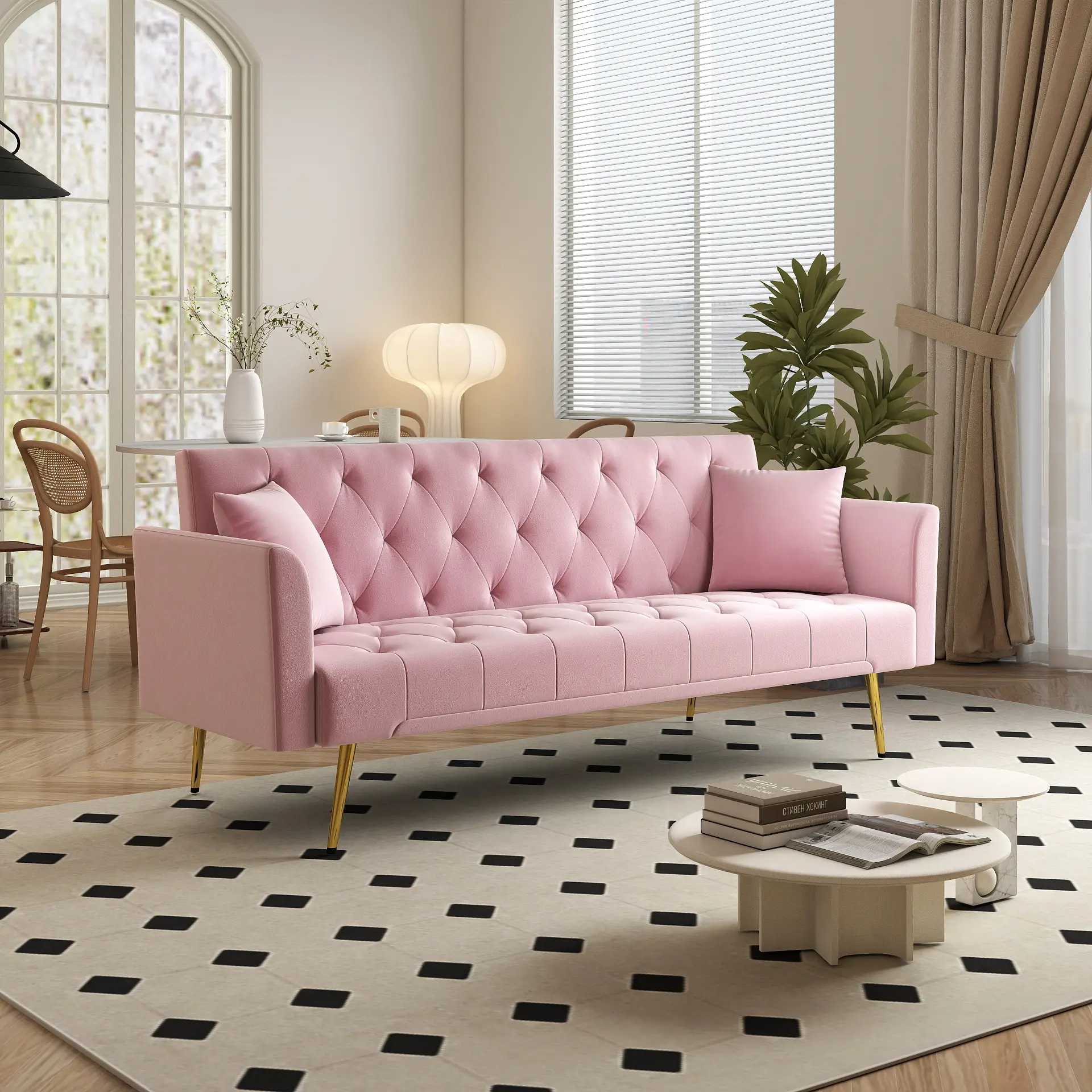 Foldable Sofa Bed | 72 "Velvet Convertible Sleeper Sofa | American Vintage Style Chair Bed Futon Sofa Sofa Baratos Salon for Living Room, Bedroom and Small Space Combination Sofa Bed Modern Sectional Sofa Modern Sofas