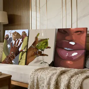 3 Counts Wooden Framed Canvas Painting, Stylish Hand Jewelry And Lips Art Images, Exquisite Poster, Perfect Living Room Decoration, Modern Art, Fashion Family Poster, Wall Art Decoration, Waterproof Art