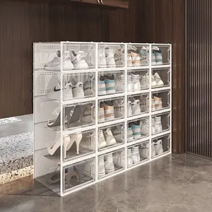 12 free combination shoe cabinet transparent shoe box storage box plastic shoe rack transparent shoe cabinet Internet celebrity shoe storage artifact Clear Shoe Organizer