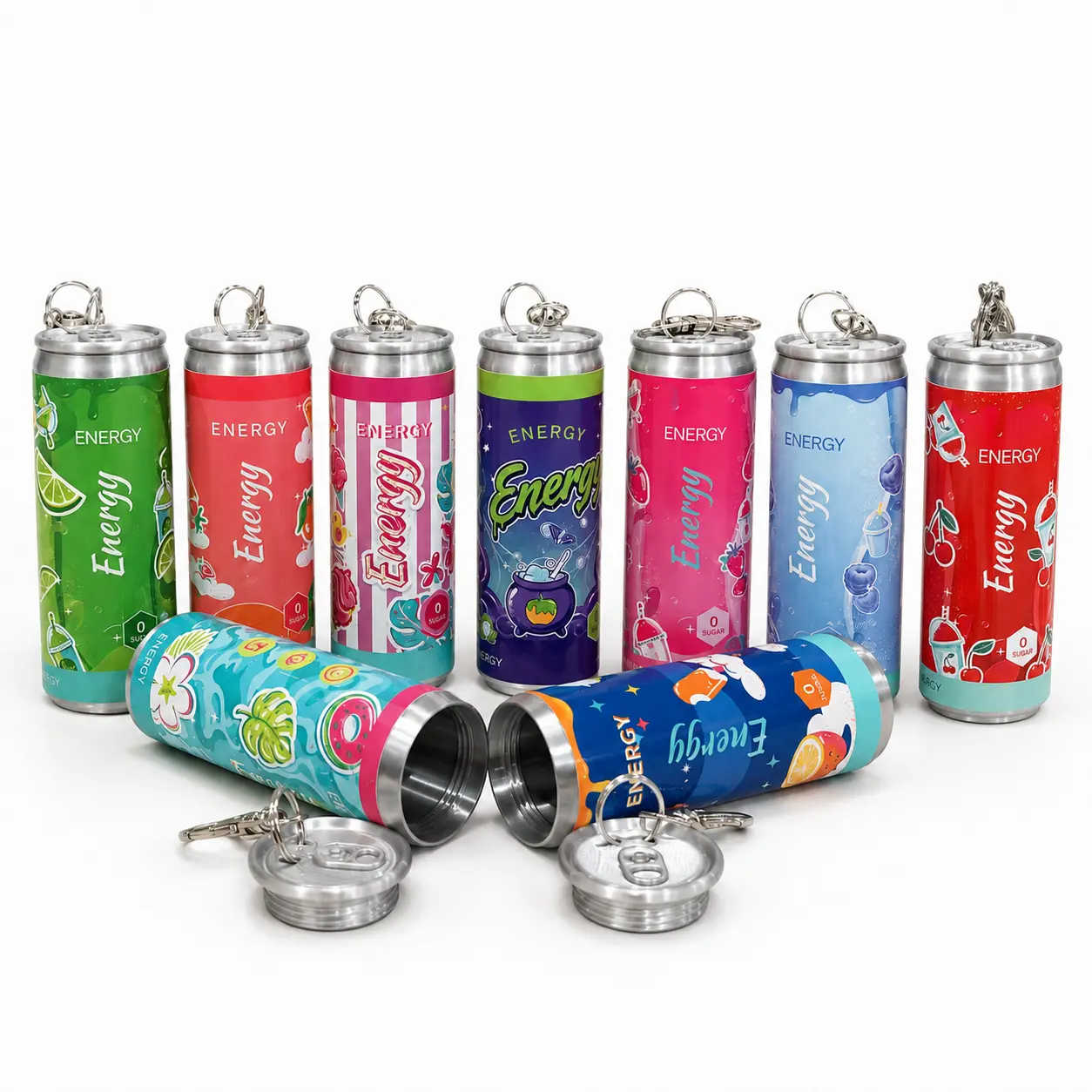 Mini Energy Drink Keychain & Lip Balm Holder