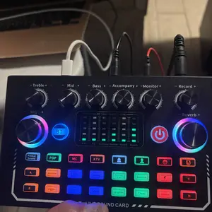 Live Sound Card, Sound Card Set, Podcast Equipment Bundle with Studio Microphone, Professional Live Sound Card with DJ Mixer Effects and Voice Converter for Live Gaming YouTube TikTok