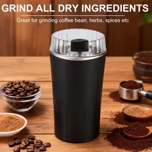 Compact 300W Electric Coffee Grinder with 6 Blades, Transparent Lid One-Touch Grinder for Beans, Spices, Nuts & Grains