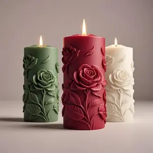 Rose Flower Pillar Candle Mold High-Quality Material Easy Operation Valentine's Day Handmade Gift Idea Perfect Present Choice P45 Handmade Crafts