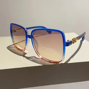 New Fashion Retro 1970s Big Frame Glasses Women Men's Senior Personality Two-Color Trend All-round Fashion Casual Glasses Female Suitable for Party Performance Daily Wear Glasses