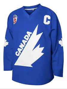 Men's Ice Hockey Jersey 99 Blue Embroidered Casual Training Tee, Sports Jersey Shirts, Sports Tops, Sporty V Neck Long Sleeve Loose Fit, All Seasons Kint Fabric, Athletic Sports Clothing