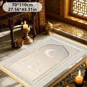 1pcs Luxurious Prayer Mat with Tassels - Non-Slip Foldable Prayer Mat Machine Washable for Indoor Home Prayer Doorway Living Room Islamic Home Prayer Prayerative Mat Muslim Prayer Rugs