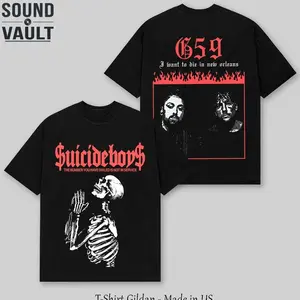 Suicideboys T Shirt Two Sided G59 Bootleg Graphic Tee Grey Day Tour Merch I Want to Die in New Orleans Shirt Oversized Heavyweight T-Shirt Vintage 90s Rap Tee Gothic Underground Hip Hop Shirt Trendy Y2K Graphic Tee Aesthetic Grunge Streetwear IRH