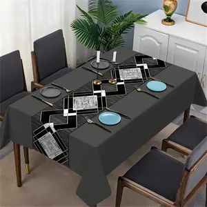 Modern Geometric Rectangle Tablecloth, Durable Easy Clean, Home Dining Kitchen Living Room Hotel Party Decor, High Quality Material