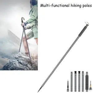 7-in-1 Tactical Trekking Stick - Retractable Folding Multi-Function,  Outdoor Survival Gear for Hiking. Travel Accessories Camping Supplies 7-in-1 tactical trekking gift  for  outdoorsmen multi-scenario hiking stick Compact Tactical Folding Survival Knife