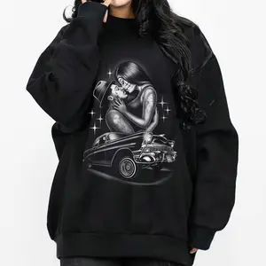 Lowrider Love Chicano Clothing Lowrider Style Chicana Art Gangster Clothes Cholo Outfit Cotton Fabric Unisex Hoodie for Men and Women Long Sleeve Casual Streetwear