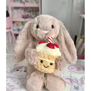 Bonnie Rabbit Plush Toy with Floral Ears Kawaii Stuffed Doll Soft Sofa Cushion Kids Birthday Gift Room Decor