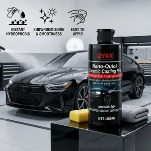 ZYKR automotive nano-ceramic coating product utilizes advanced ceramic technology, offering dust-proof and water-repellent properties as well as long-lasting luster. Capacity: 300 milliliters.