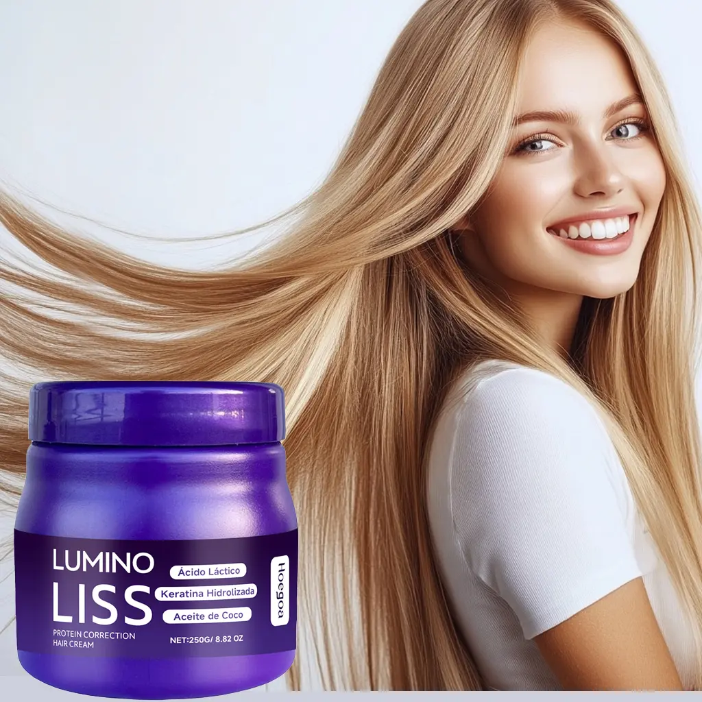 Keratin Protein Hair Cream for Frizz Control, Smoothing & Deep Repair Treatment, Formaldehyde-Free for All Hair Types - 250g (8.8oz), Mousse, Blend