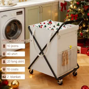 【Mom's SAVIOR】Raybee 170L/45 Gallons Rolling Laundry Basket With Wheels & Laundry Detergent Pocket,Extra Large Washable Laundry Hamper for Home & College Laundry room,Laundry Sorter