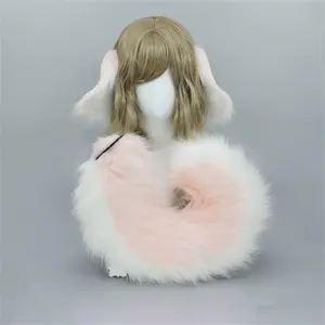 Women's 2-Piece Plush Animal-Shaped Headband & Tail Role Play Set - Fur Suit, Mascot Head Headbands for Halloween Cosplay Puppy Costume Accessories (Shepherd Dog, Shiba Inu Designs), Animal-Shaped Headbands