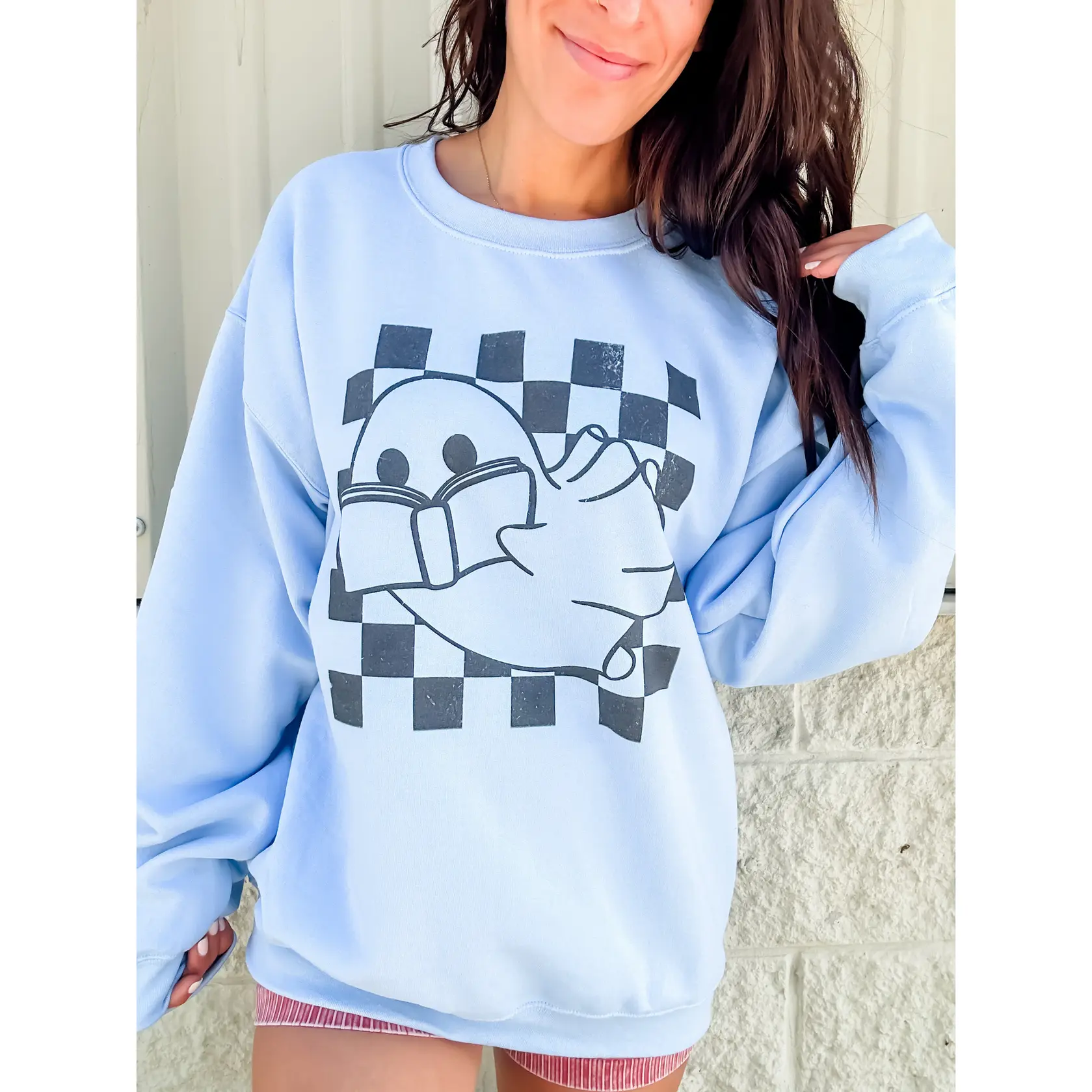 Reading Ghost Checkered Graphic Pullover