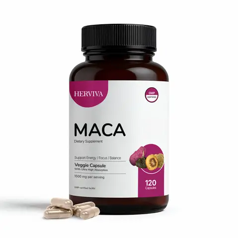 Herviva Maca Root Capsules 1500mg – Organic Vegan Maca for Men & Women | 120 Capsules (60 Servings)