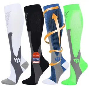 ISUNIE Compression Socks 4 Pairs Knee High Socks for Women & Men for Athletic & Daily,Running,Climbing,Hiking, All Seasons,Unisex, Support Sock