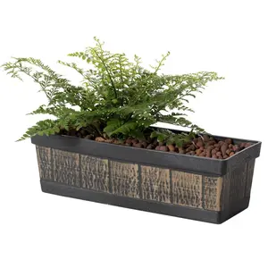 212 MAIN Small Size Weatherproof Plastic Rectangle Trough Planter Box, Indoor & Outdoor Use for Vegetables & Flower Planting, Brown