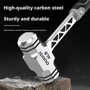 A high-carbon steel octagonal hammer, hand-held hammer tool, solid wall hammer, integrated multi-functional hammer, heavy-duty durable hammer, solid wall demolition tool with ergonomic TPR handle and anti-rust coating