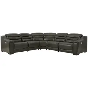 Center Line Leather Power Recliner Sectional