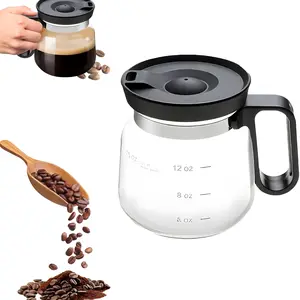 Small Size Cute Coffee Pot Shaped Coffee Mug 4" Tall x 3.75" Wide 16 Oz Glass with Lid Ergonomic Handle for Coffee Lovers and Drinkers Gift Idea