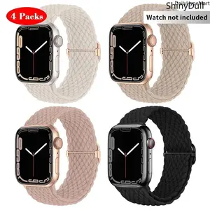 4-Pack Solo Loop Stretchy Nylon Watch Bands for Apple Watch Series 1-9 SE Ultra 2
