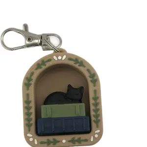 ADHD Sensory Cat Book Keychain Clicker Fidget for Readers Cat Lovers & Anxiety Relief with Cozy Cat Design keychain keyboard clicker Portable Multifunctional