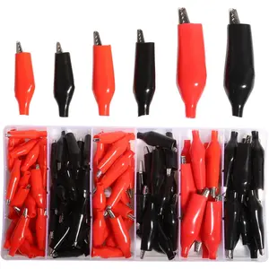 Alligator Clips Insulated Electrical Test Kit Pure Copper Crocodile Clamps Jumper Helper Protective Insulation Cover Silver Tone Plated Red/Black Laboratory Testing Soft Gator Assortment