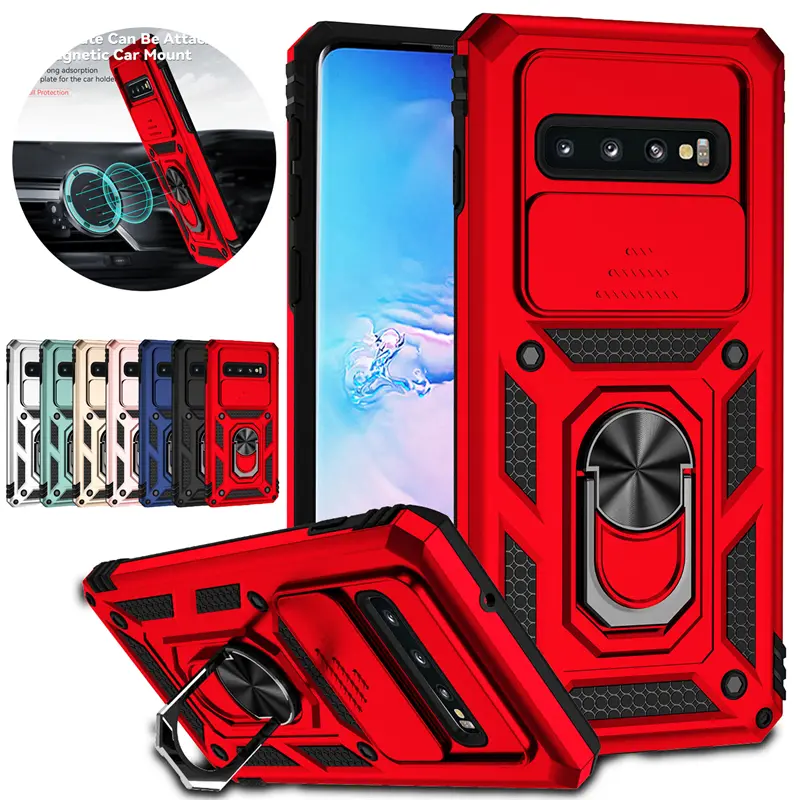 For Samsung Galaxy S10 S10 Plus Case Slide Camera Lens Protect Phone Case For Samsung S10 Plus Magnetic Ring Holder Back Cover