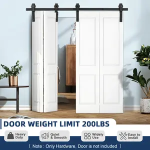 Heavy Duty Bi-Folding Sliding Barn Door Hardware Kit – Heavy Duty Bi-Fold Sliding Barn Door Hardware Kit – Durable Steel Track & Side-Mounted Rollers – Smooth & Quiet – Easy Install – Fits 2 or 4 Interior Bifold Doors – Ideal for Bedroom, Laundry,