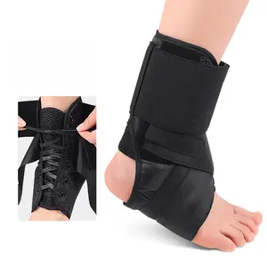 Sports Compression Ankle Support With Adjustable Figure-Eight Strap, Ankle Sleeve, Protective Gear, And Lace-Up Design