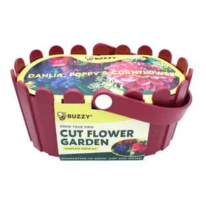 Buzzy Seeds Dahlia/Poppy/Cornflower Cut Flower and Herb Basket