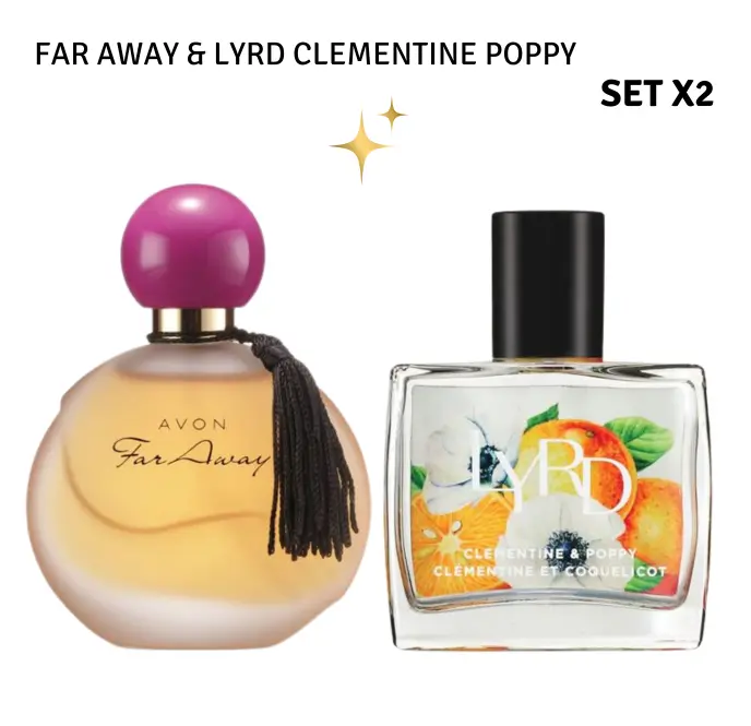 Avon Far Away & LYRD Clementine & Poppy Perfume Set | Floral Citrus Fragrance Duo