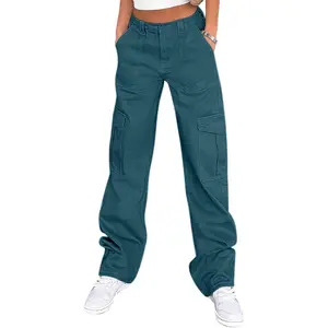 Cargo Pants for Women High Waisted Casual Pants Baggy Stretchy Wide Leg Y2K Streetwear with 6 Pockets