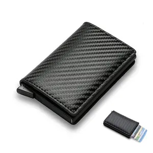 Carbon Fiber RFID Blocking Slim ID Credit Card Holder Wallet For Men