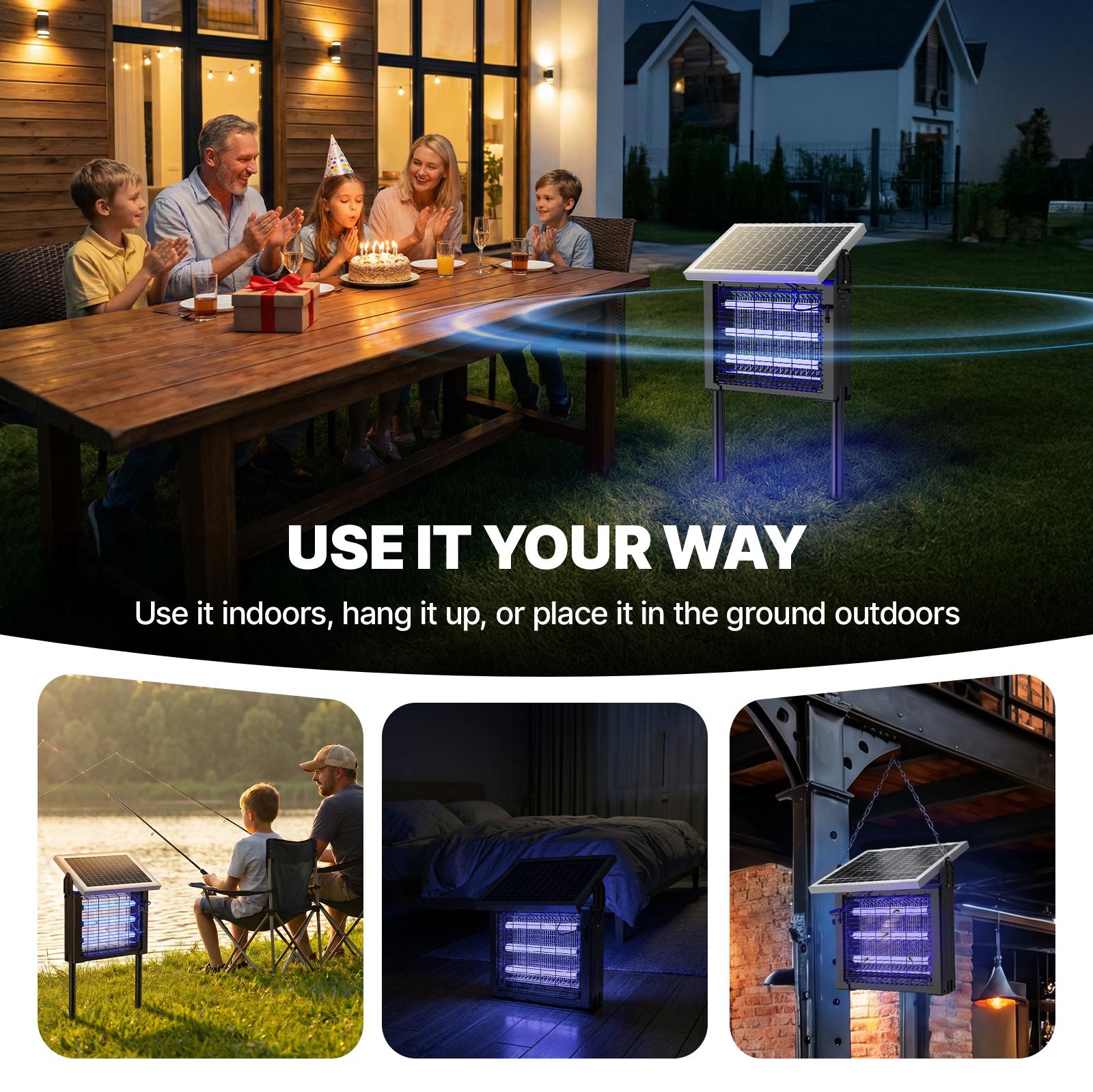 OGERY 3500V Solar Bug Zapper, High Power Cordless Mosquito Zapper with Smart Light Sensor, Dual Solar & USB Rechargeable Insect Killer for Patio, Garden, Backyard, Outdoor Use OGERY 3500V Solar Bug Zapper, High Power Cordless Mosquito Zapper with Smart Light Sensor, Dual Solar & USB Rechargeable Insect Killer for Patio, Garden, Backyard, Outdoor Use