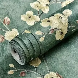 Flower Pattern Wallpaper, Self-adhesive Wall Sticker, Easy Cleaning Wall Decal, Wall Decor for Home Living Room Bedroom, Peel And Stick Wallpaper Designs