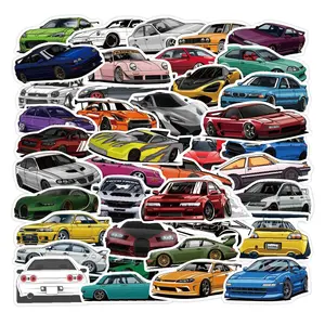 Car Series Sticker, 50pcs/set Waterproof Self Adhesive Durable Personalized Decor Paper, Decor Sticker for Gift Greeting Card Water Bottle Laptop Phone Cellphone