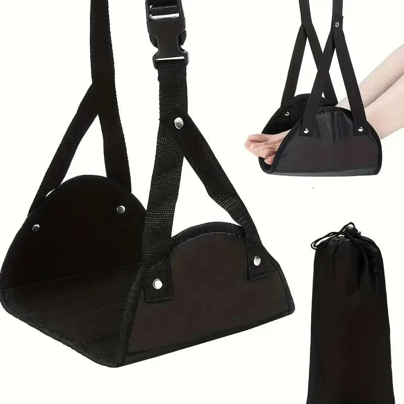 Portable Travel Foot Rest, Compact Size, Comfortable Relaxing Airplane Foot Hammock, Durable Nylon Material, Ideal for Office & Travel Use, Reduce Fatigue, Leg Relief