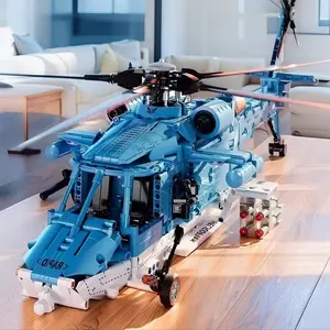 Blue Airplane Building Blocks Set, Helicopter & Large Plane Toys, Perfect Gift for Family, Model Xinghao, No Battery Included