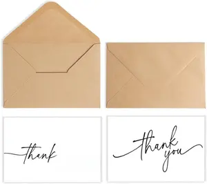 52-pack Thank You Cards Bulk with Kraft Envelopes & Matching Stickers, 3.5x5 Inches, Minimalist Design | Perfect for Business, Weddings, Baby & Bridal Showers, Graduations & Funerals.