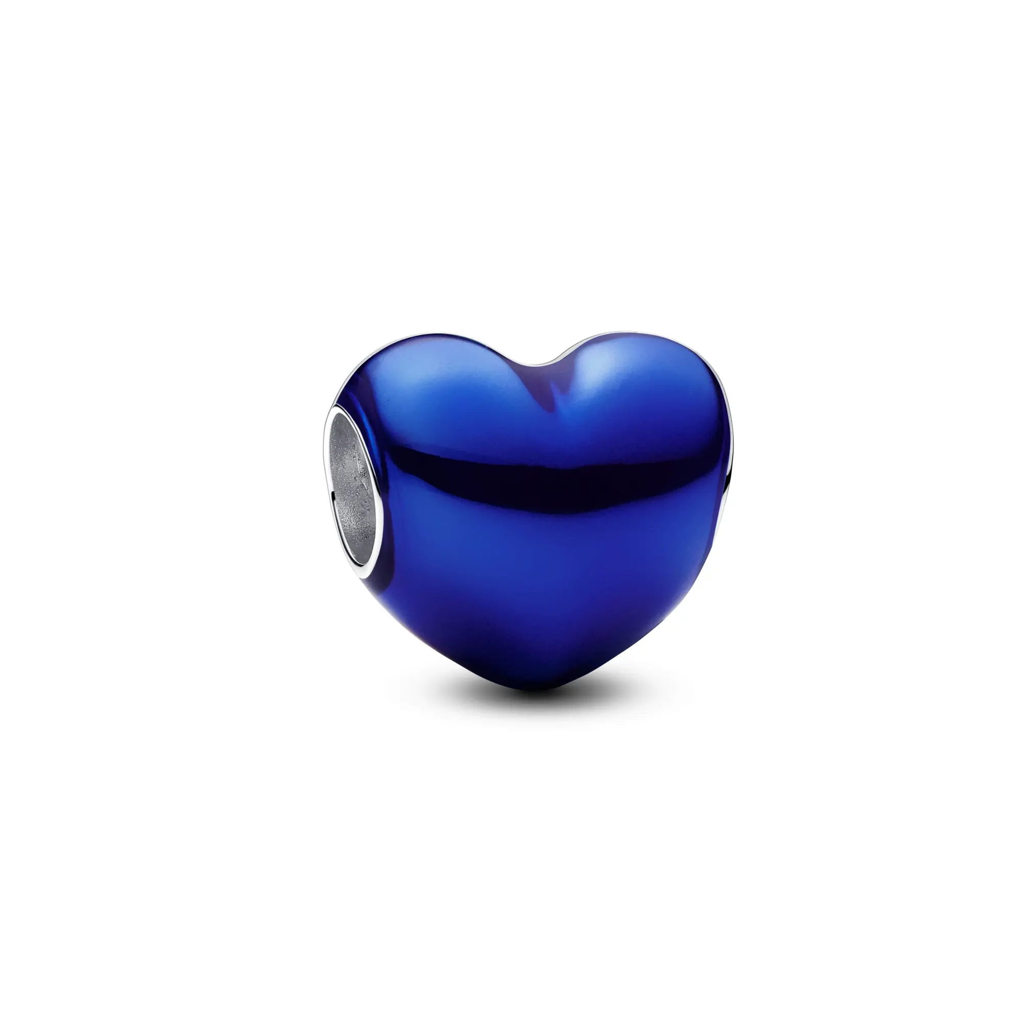 PANDORA Metallic Blue Heart Charm in Sterling Silver, Unisex Enamel Pendant with a Transparent Finish, Gift for Yourself 793337C05, Blue Heart Charms & Pendants, Adults, Casual, No, No Warning Applicable