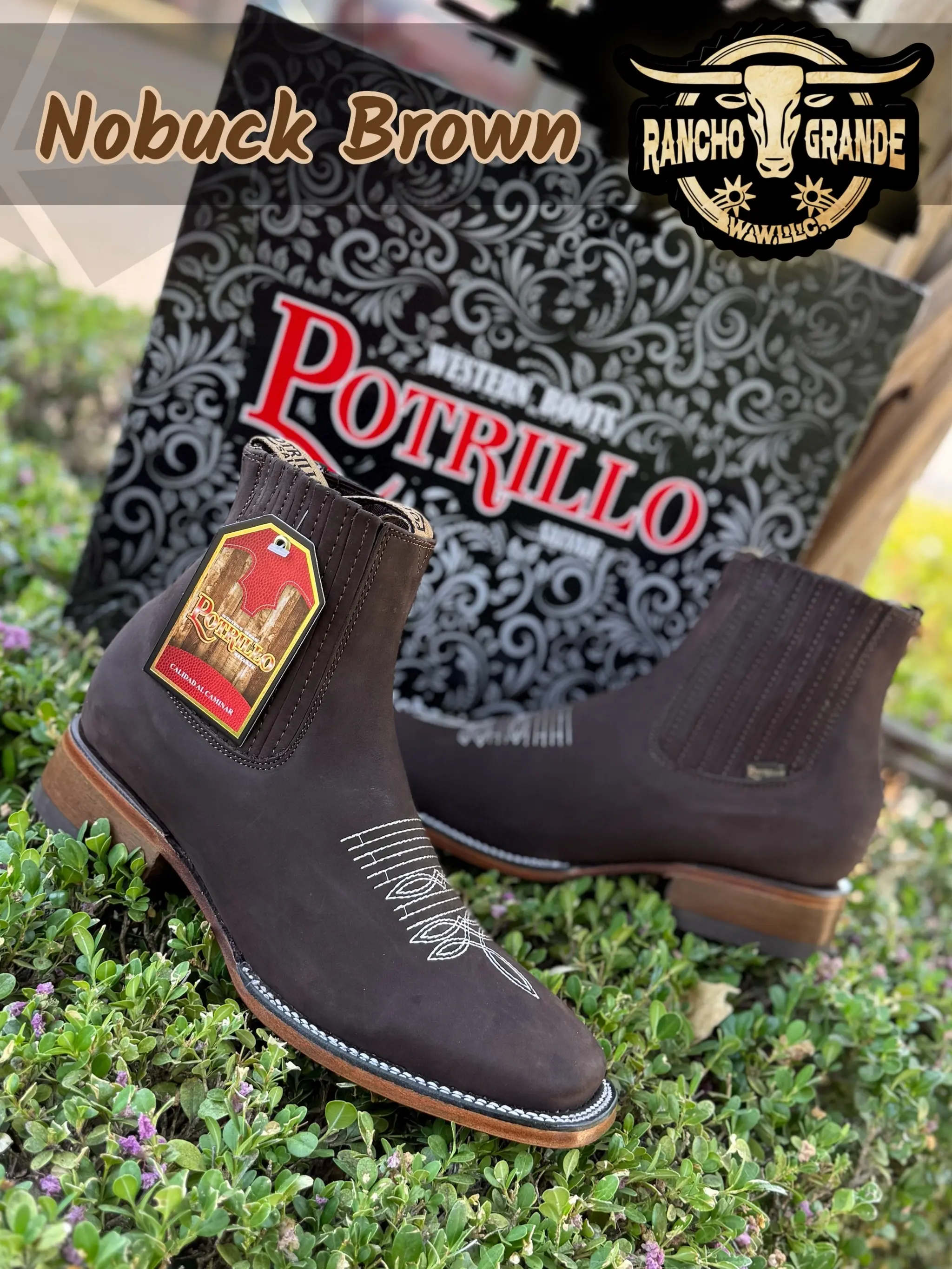 Botin Nobuck Brown Leather Square Toe Chelsea Boots Ankle Boots Botines