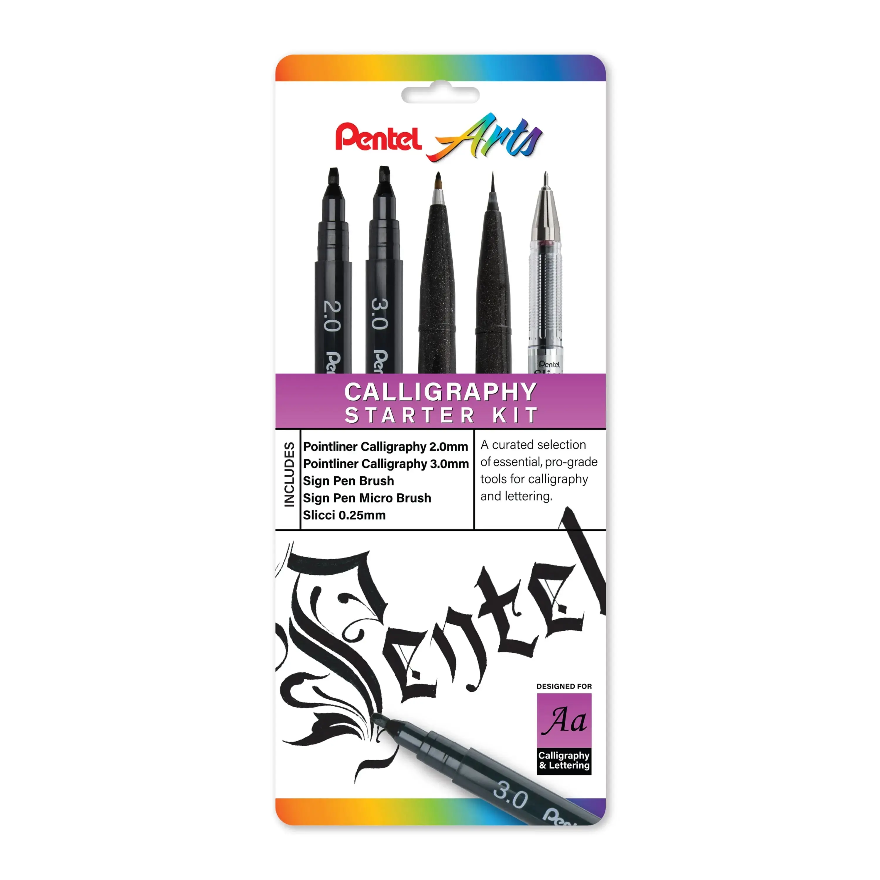 Pentel Arts 5-Pieces Calligraphy Starter Kit - Plastic-Free, Premium Pentel Quality, Perfectly Balanced Tools for Hand Lettering Beginners & Greeting Card Creation, Consistent Results