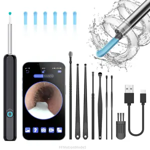 Ear Wax Removal, Ear Cleaner with Camera and Light, Ear Wax Removal Kit with HD 1296P Otoscope, Ear Cleaning Tool with 8 Ear Spoon, Ear Camera for iPhone & Android PhonesFFMotionMode