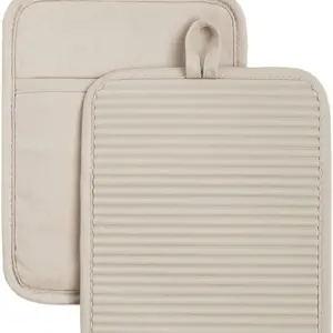 Ribbed Soft Silicone Water Resistant Pot Holder Set, Milkshake , 2 Piece Set, 7"x9"