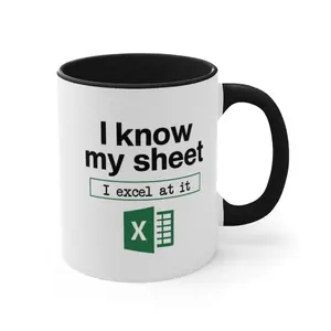 1pc, 11oz, Ceramic coffee mug, Excel-Themed Coffee Mug, Reusable, Insulated, Non-Slip, Machine Washable, Multipurpose Office Gift with Machine Washable for Accountants, Data Analysts, Excel Enthusiasts